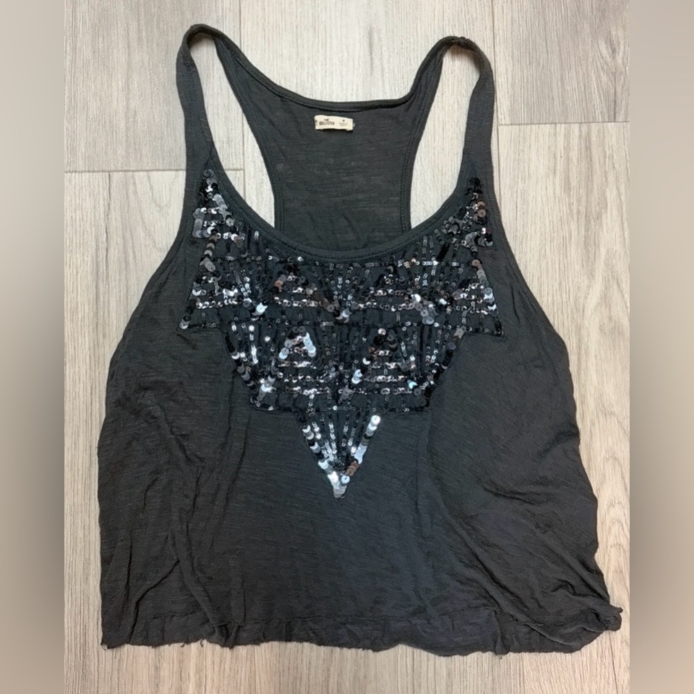 Hollister Black Sequin Racerback Tank top